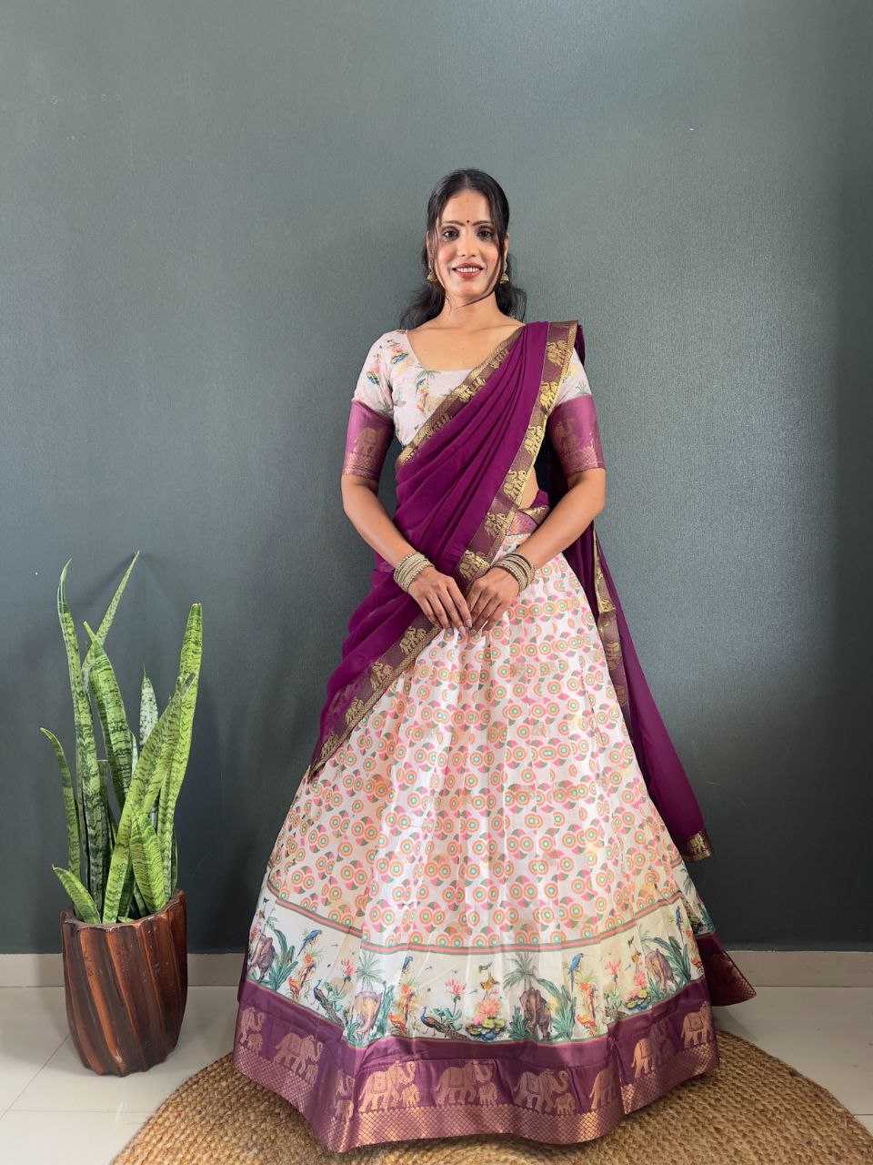 Ynf Soft Dola KESH554 Gajanand Lehengas Wholesale Silk Lehenga Printed Lehenga Manufacturer