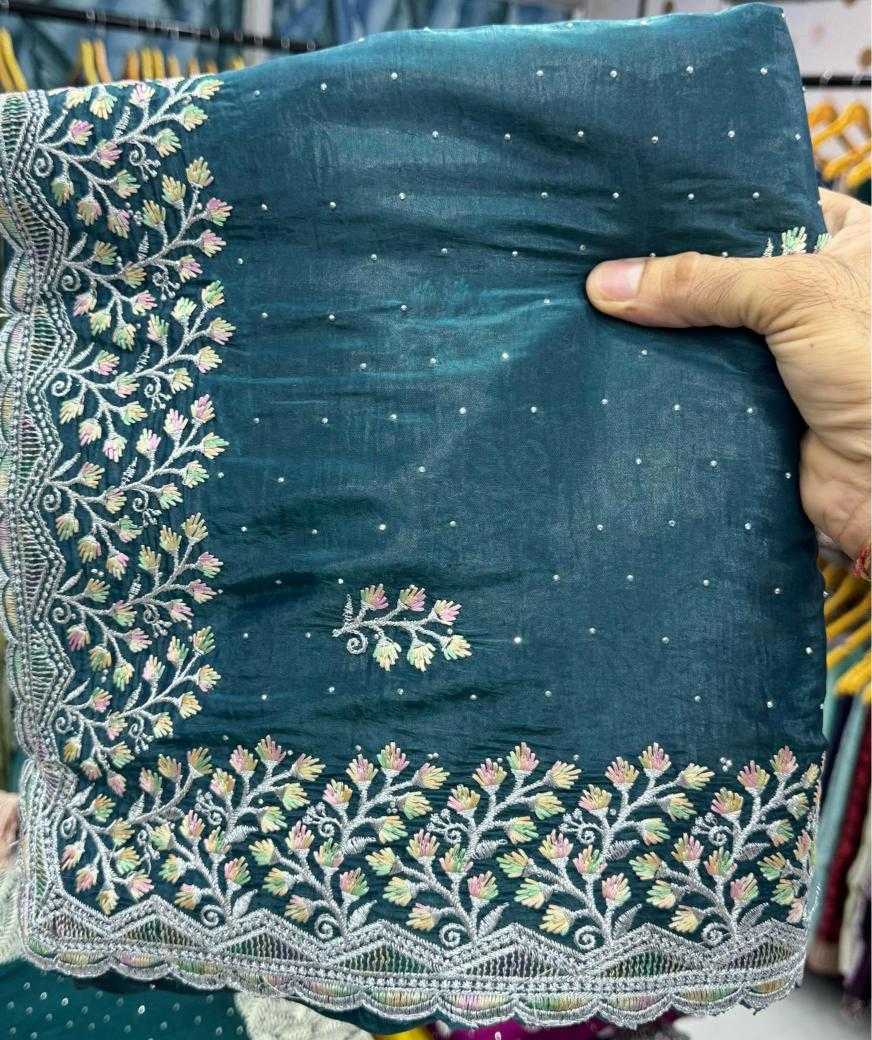 Ynf Soft Gold Crush KESH114 3708 Sarees Wholesale Embroidered Sarees Stone Work Saree Zari Border Sarees Manufacturer