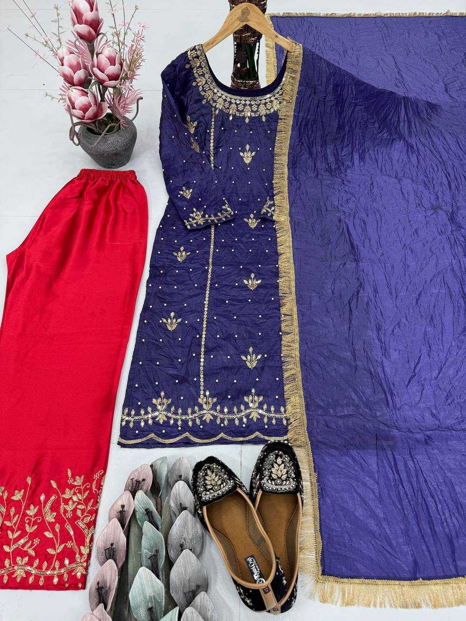 Ynf Soft Gold Crush KESH512 1695 Suits & Dresses Wedding Collections Festive Collections Wholesale Embroidery Suits Palazzo Suit Wedding Outfits Manufacturer