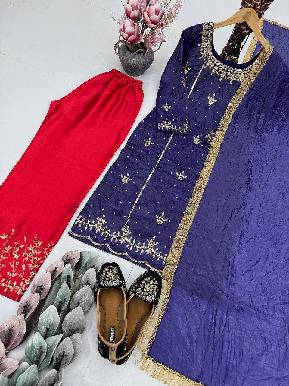 Ynf Soft Gold Crush KESH512 1695 Suits & Dresses Wedding Collections Festive Collections Wholesale Embroidery Suits Palazzo Suit Wedding Outfits Manufacturer