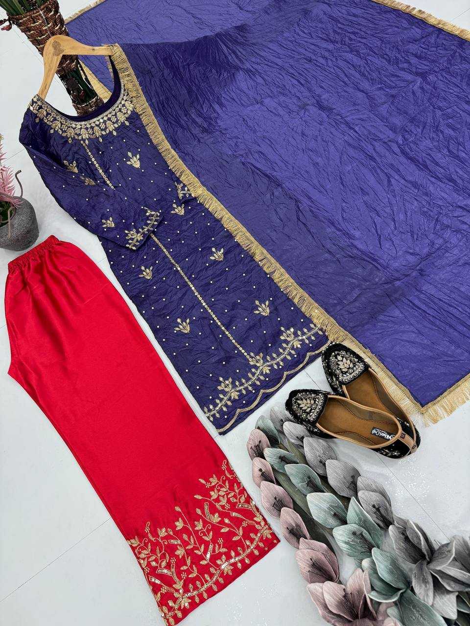 Ynf Soft Gold Crush KESH512 1695 Suits & Dresses Wedding Collections Festive Collections Wholesale Embroidery Suits Palazzo Suit Wedding Outfits Manufacturer