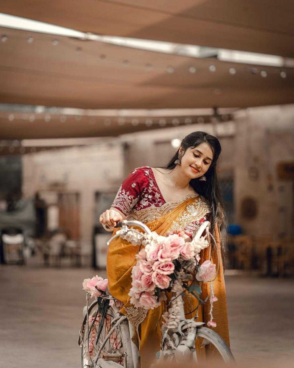 Ynf Soft Gold Crush RIN164 classy vibe Sarees Wholesale Designer Sarees Party Wear Sarees Zari Border Sarees Manufacturer