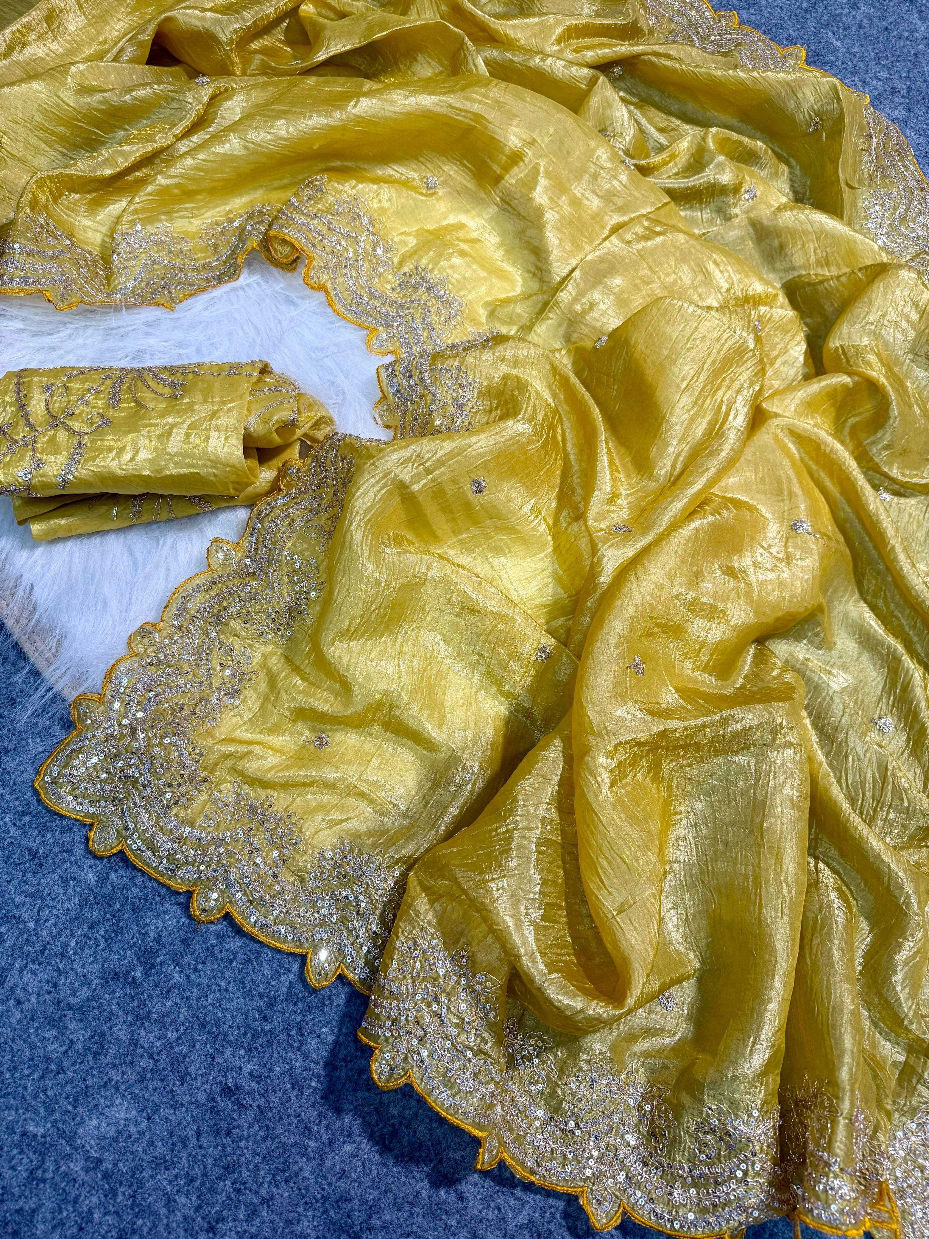 Ynf Soft Gold Crush RIN164 LILA Sarees Wedding Collections Festive Collections Wholesale Embroidered Sarees Yellow Sarees Wedding Outfits Manufacturer