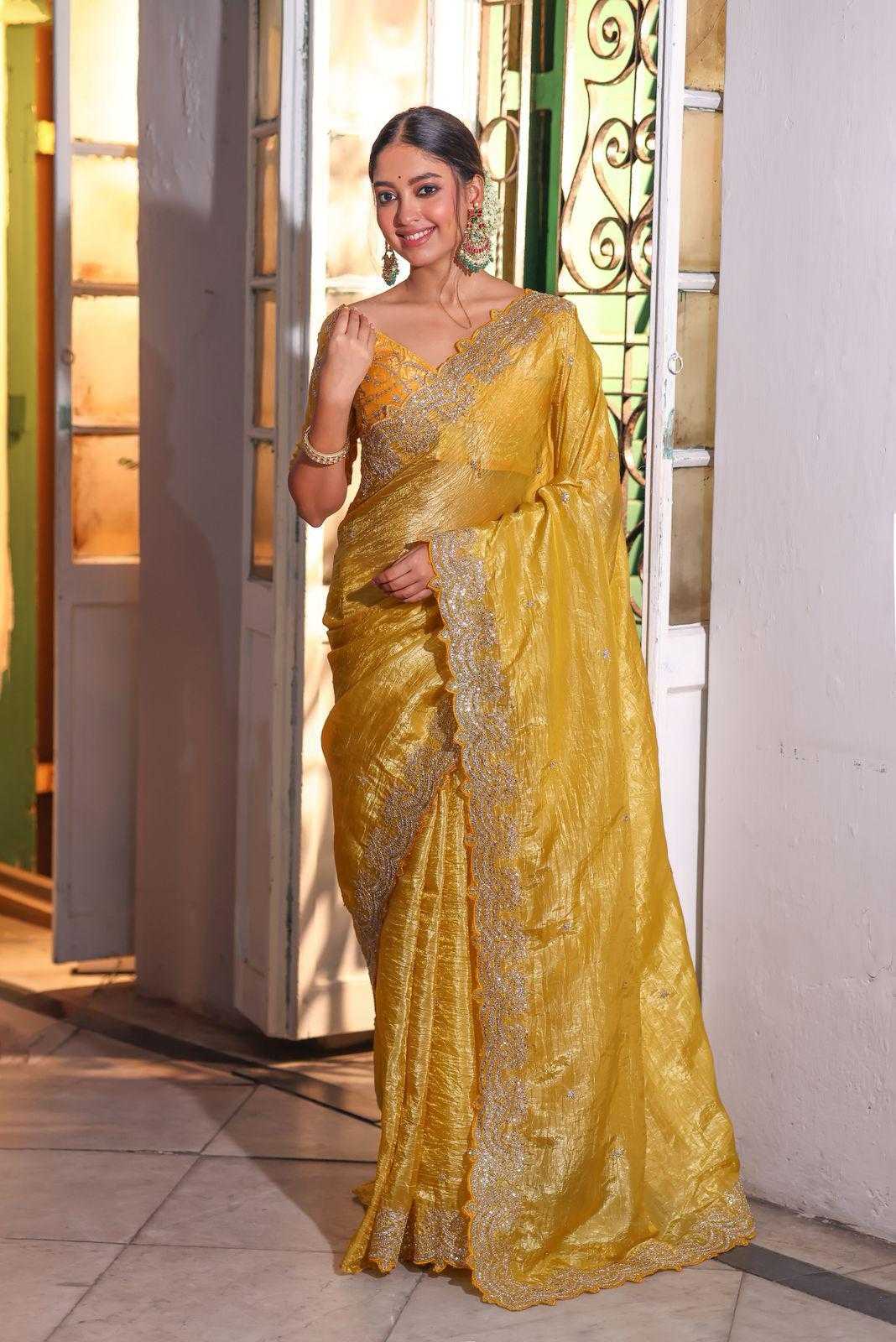 Ynf Soft Gold Crush RIN164 LILA Sarees Wedding Collections Festive Collections Wholesale Embroidered Sarees Yellow Sarees Wedding Outfits Manufacturer