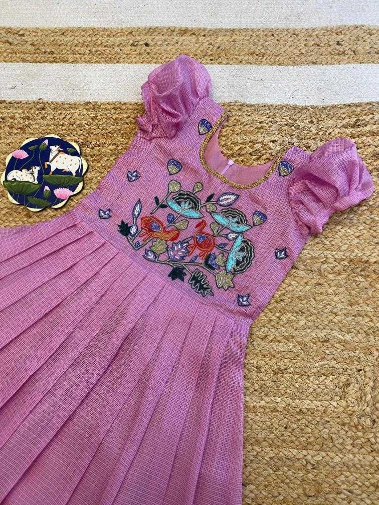Ynf Soft Kota KESH493 Khatli Kids Wear Wholesale Kids Gown Kids Ethnic Gowns Manufacturer