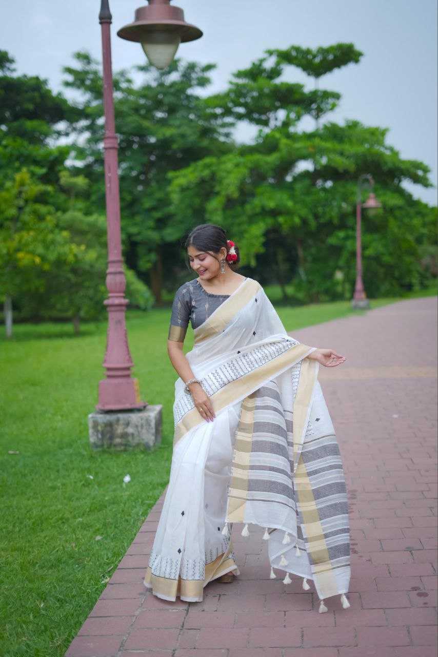 Ynf Soft Linen Jari KESH505 KARINA Sarees Wedding Collections Festive Collections Wholesale Cotton Linen Sarees Festive Sarees Sarees With Blouse Manufacturer