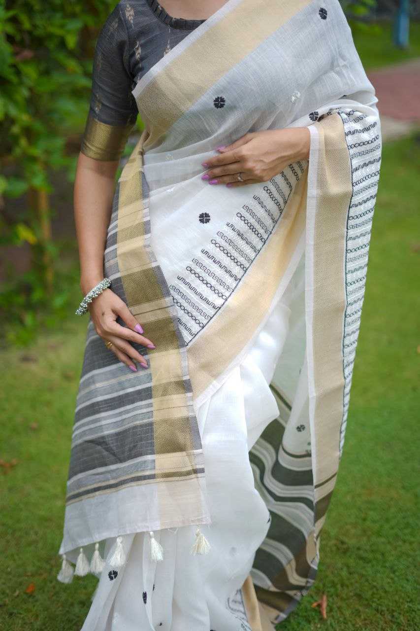 Ynf Soft Linen Jari KESH505 KARINA Sarees Wedding Collections Festive Collections Wholesale Cotton Linen Sarees Festive Sarees Sarees With Blouse Manufacturer