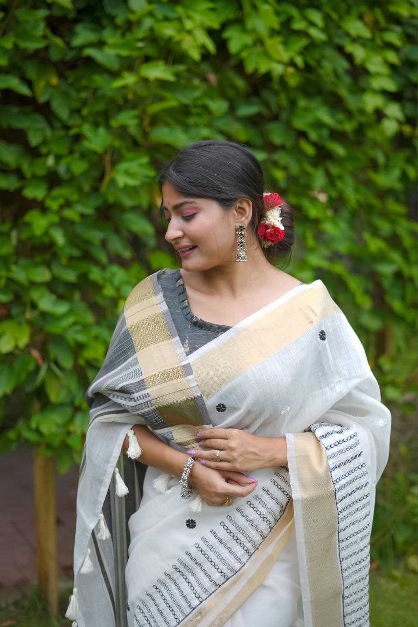 Ynf Soft Linen Jari KESH505 KARINA Sarees Wedding Collections Festive Collections Wholesale Cotton Linen Sarees Festive Sarees Sarees With Blouse Manufacturer