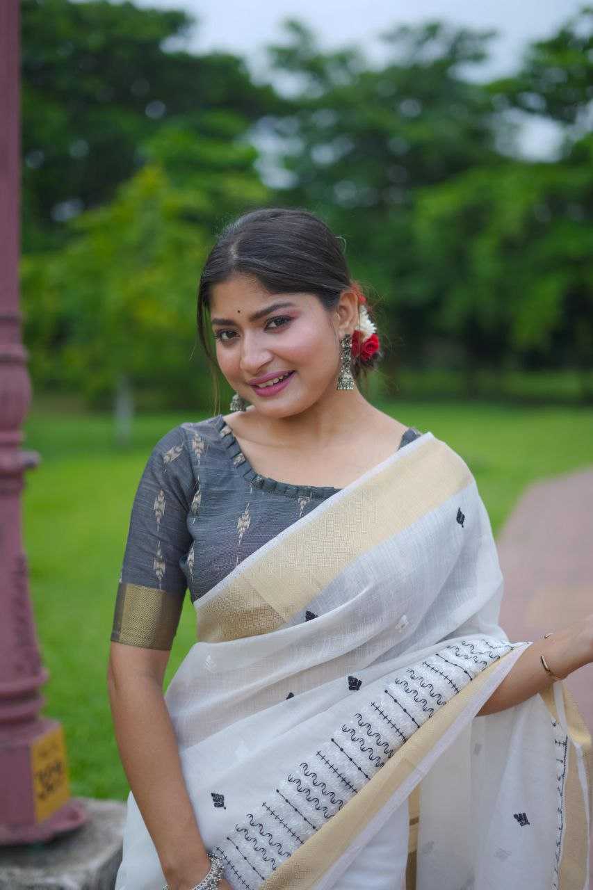 Ynf Soft Linen Jari KESH505 KARINA Sarees Wedding Collections Festive Collections Wholesale Cotton Linen Sarees Festive Sarees Sarees With Blouse Manufacturer