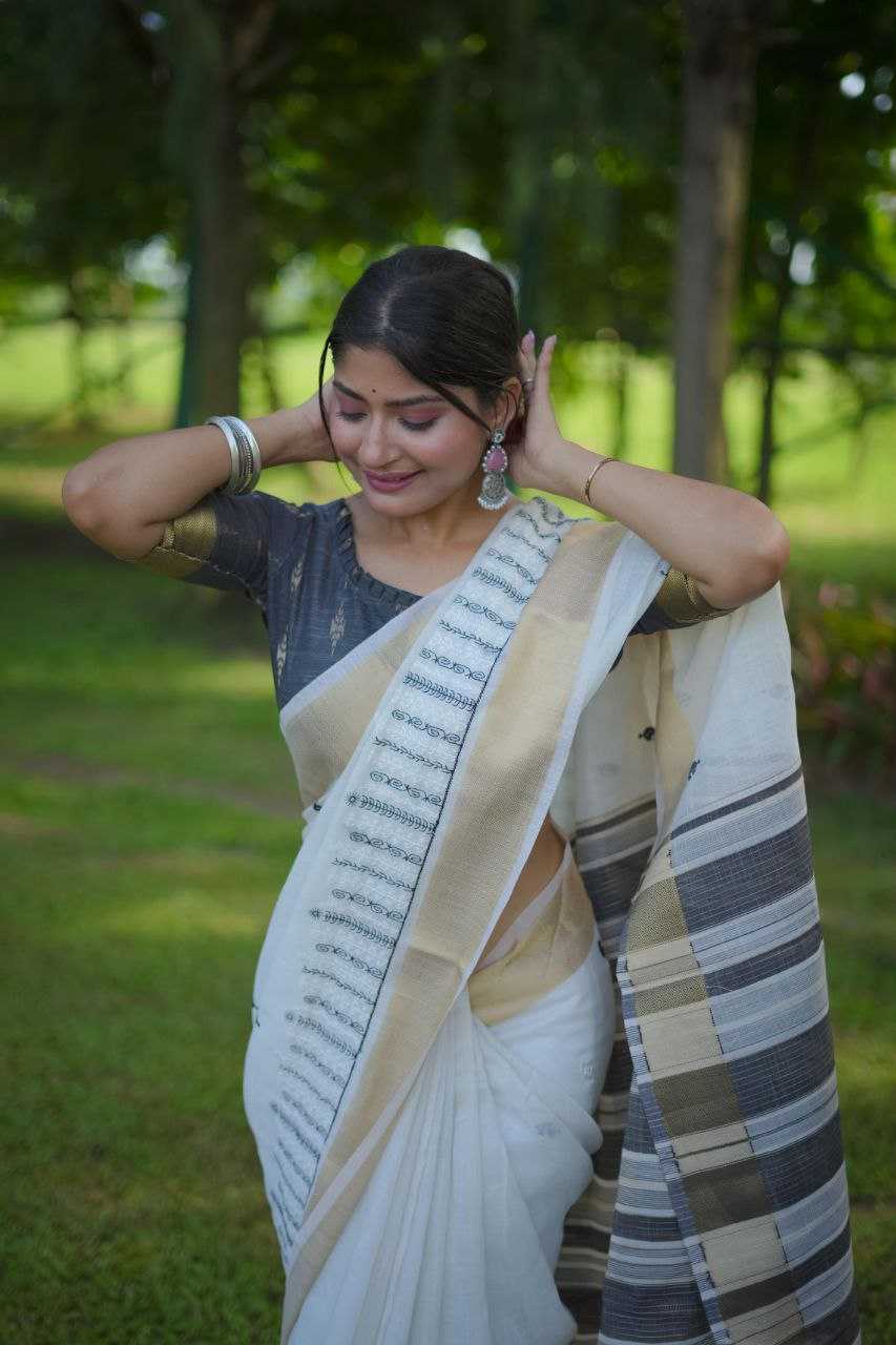 Ynf Soft Linen Jari KESH505 KARINA Sarees Wedding Collections Festive Collections Wholesale Cotton Linen Sarees Festive Sarees Sarees With Blouse Manufacturer