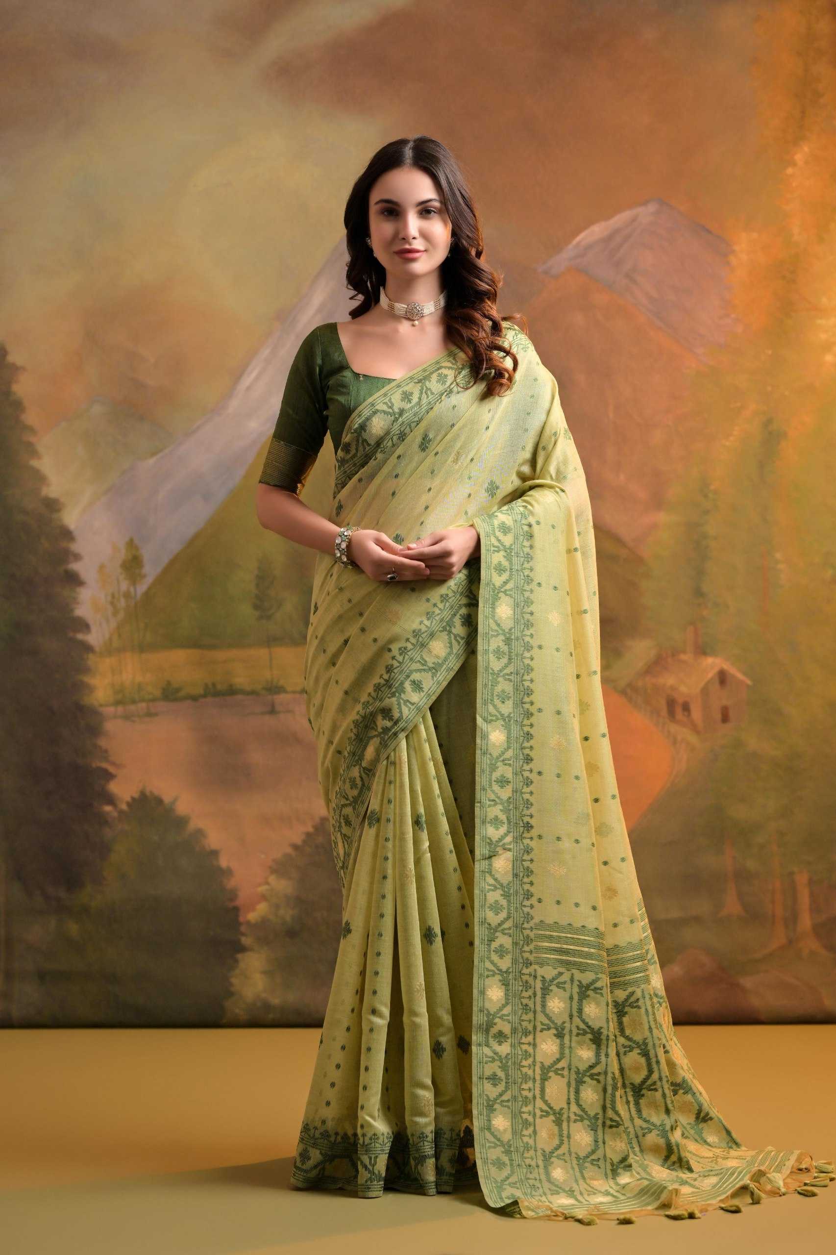 Ynf Soft Muga Silk KESH532 MUGA COTTON JAMDANI 5 Sarees Wholesale Fancy Sarees Butta Sarees Cotton Sarees Manufacturer
