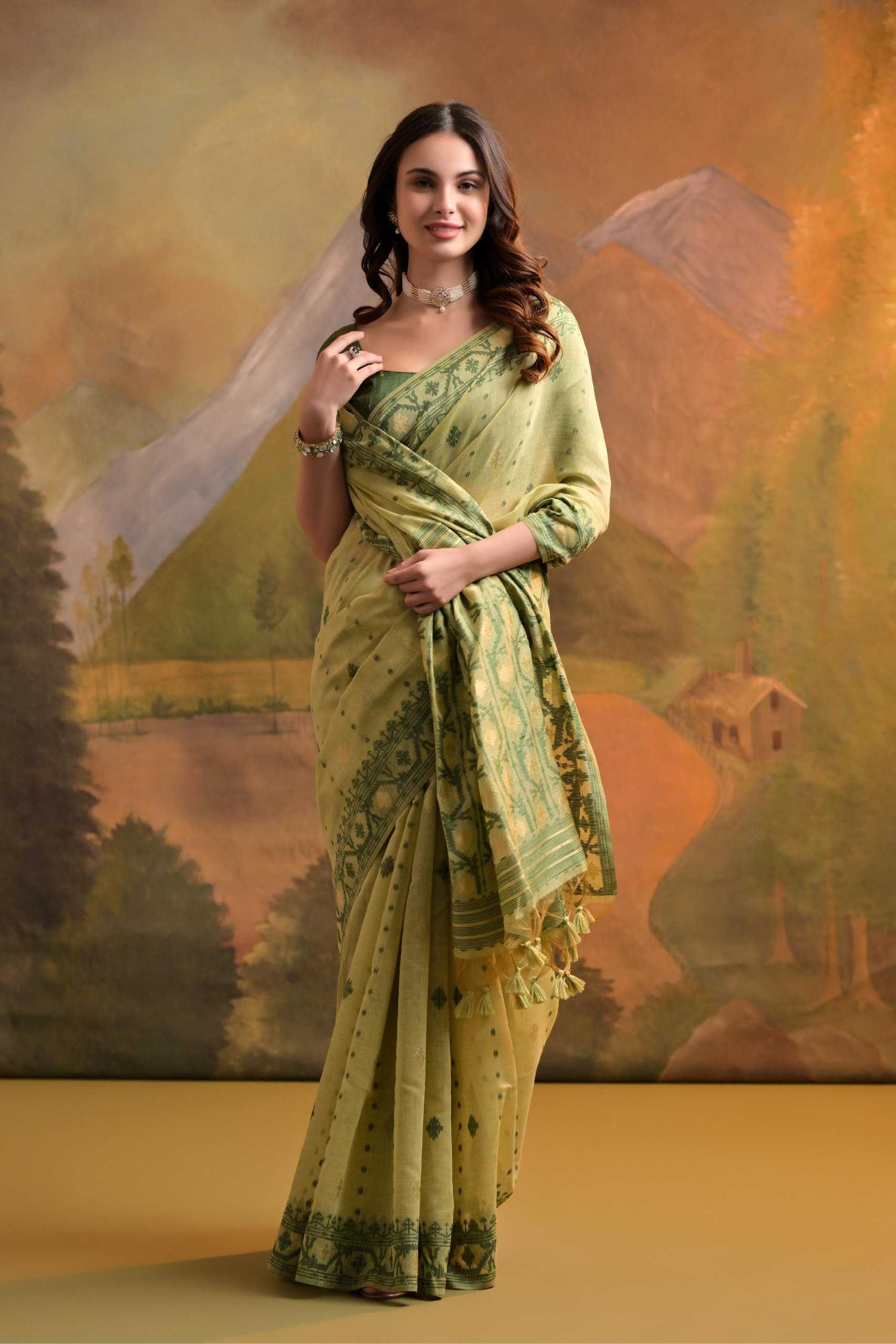Ynf Soft Muga Silk KESH532 MUGA COTTON JAMDANI 5 Sarees Wholesale Fancy Sarees Butta Sarees Cotton Sarees Manufacturer