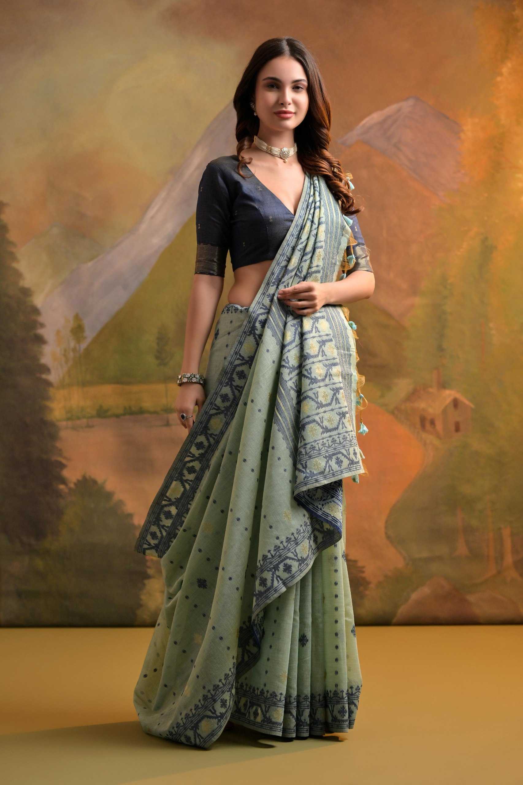 Ynf Soft Muga Silk KESH532 MUGA COTTON JAMDANI 5 Sarees Wholesale Fancy Sarees Butta Sarees Cotton Sarees Manufacturer
