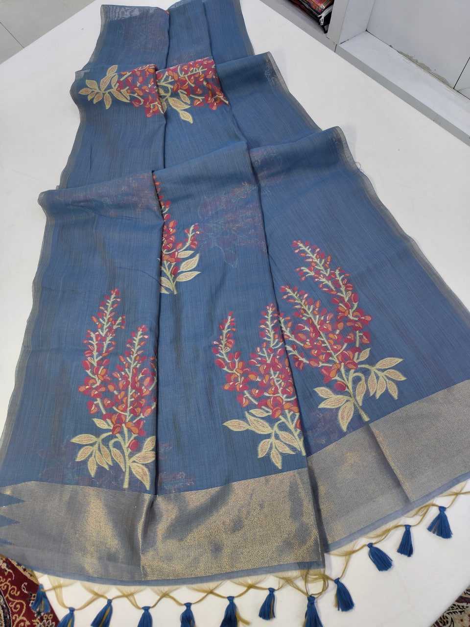 Ynf Soft Muga Silk KESH532 MUGA COTTON TREE 4 Sarees Wedding Collections Festive Collections Wholesale Floral Sarees Traditional Sarees Silk Sarees Manufacturer