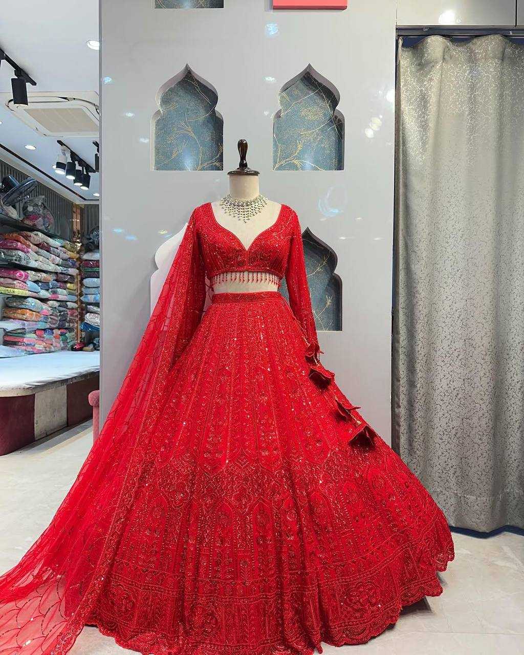 Ynf Soft Net KESH512 1770 Lehengas Wedding Collections Festive Collections Wholesale Net Fancy Lehenga Lehenga With Blouse Red Lehenga Manufacturer