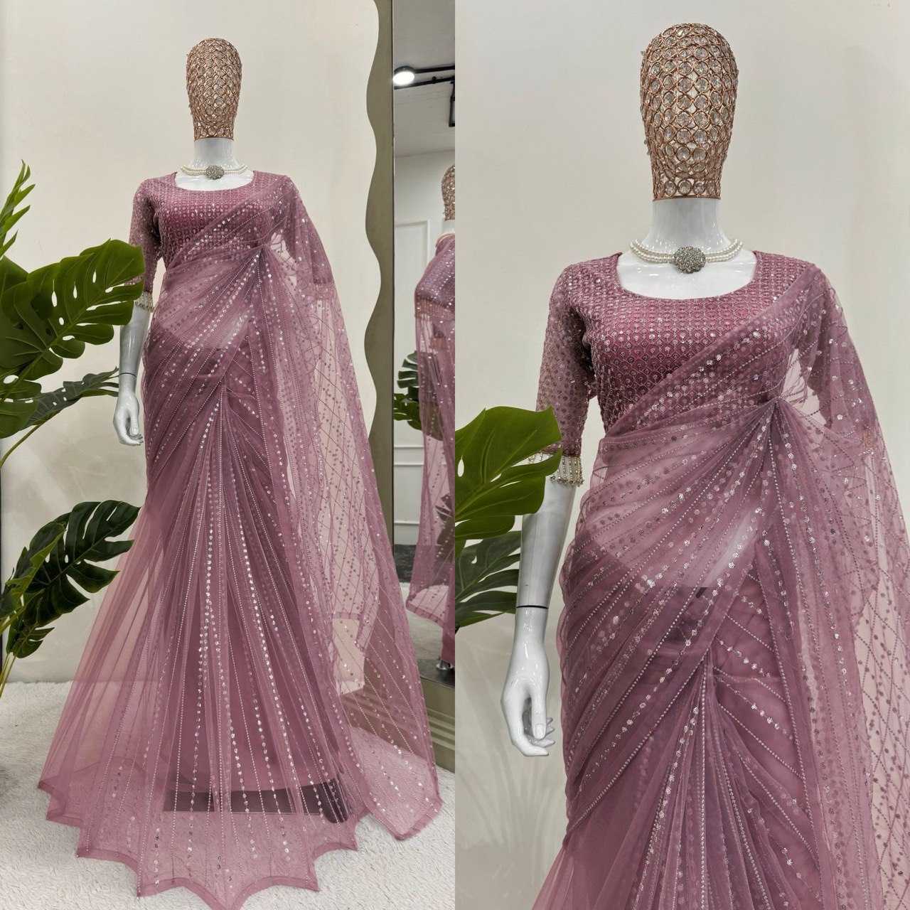 Ynf Soft Net RIN133 599 Sarees Wholesale Party Wear Sarees Net Sarees Sequin Sarees Manufacturer