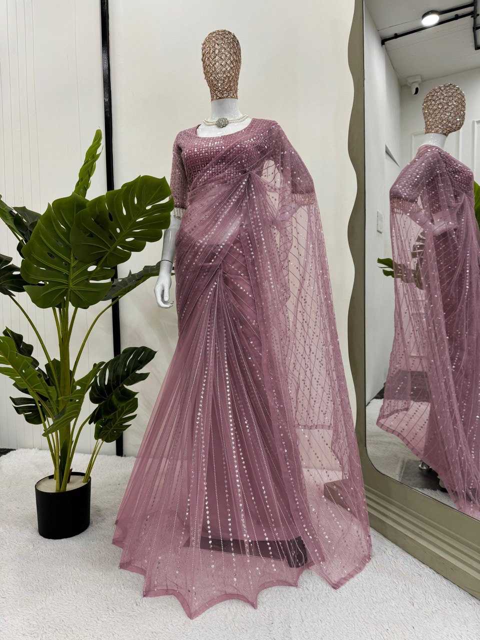 Ynf Soft Net RIN133 599 Sarees Wholesale Party Wear Sarees Net Sarees Sequin Sarees Manufacturer