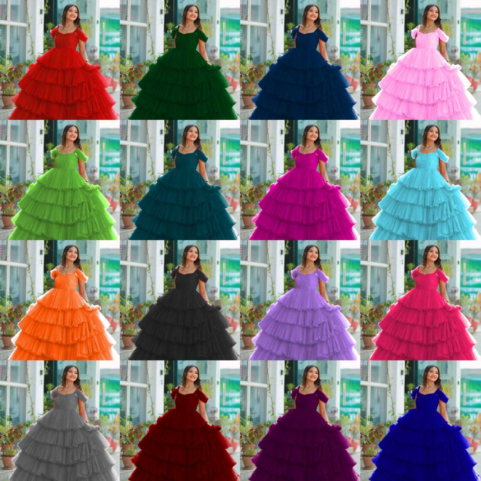 Ynf Soft Net RIN157 2149 Gowns Plus Size Collections Wholesale Party Gowns Net Gowns Ruffle Gowns Manufacturer