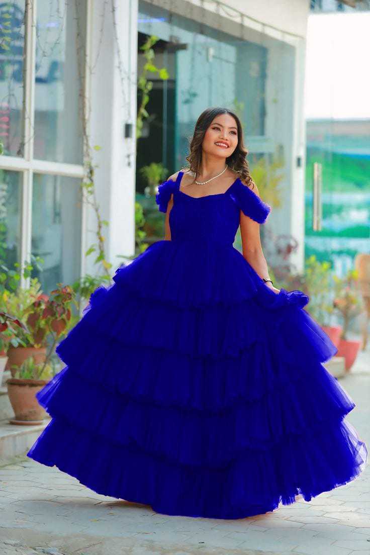 Ynf Soft Net RIN157 2149 Gowns Plus Size Collections Wholesale Party Gowns Net Gowns Ruffle Gowns Manufacturer