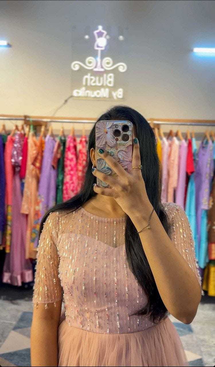 Ynf Soft Net RIN157 3109 Gowns Plus Size Collections Wholesale Embroidery Gowns Net Gowns Sequin Gowns Manufacturer