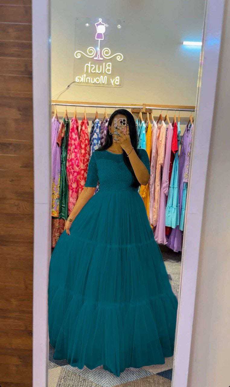 Ynf Soft Net RIN157 3109 Gowns Plus Size Collections Wholesale Embroidery Gowns Net Gowns Sequin Gowns Manufacturer