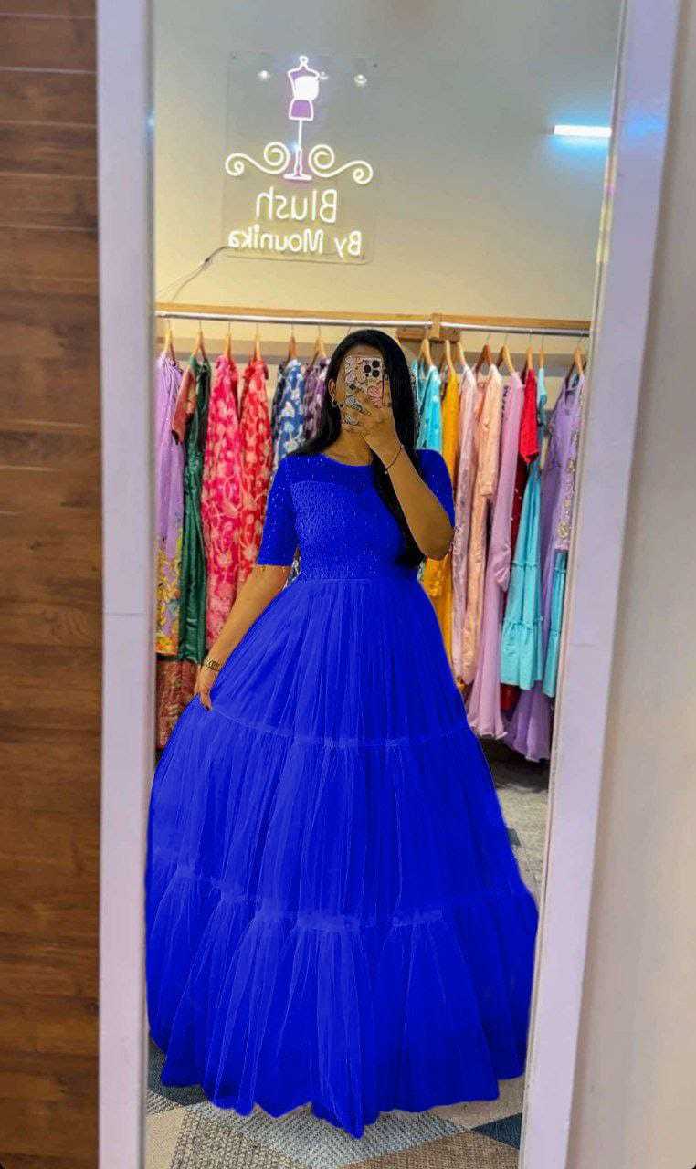 Ynf Soft Net RIN157 3109 Gowns Plus Size Collections Wholesale Embroidery Gowns Net Gowns Sequin Gowns Manufacturer