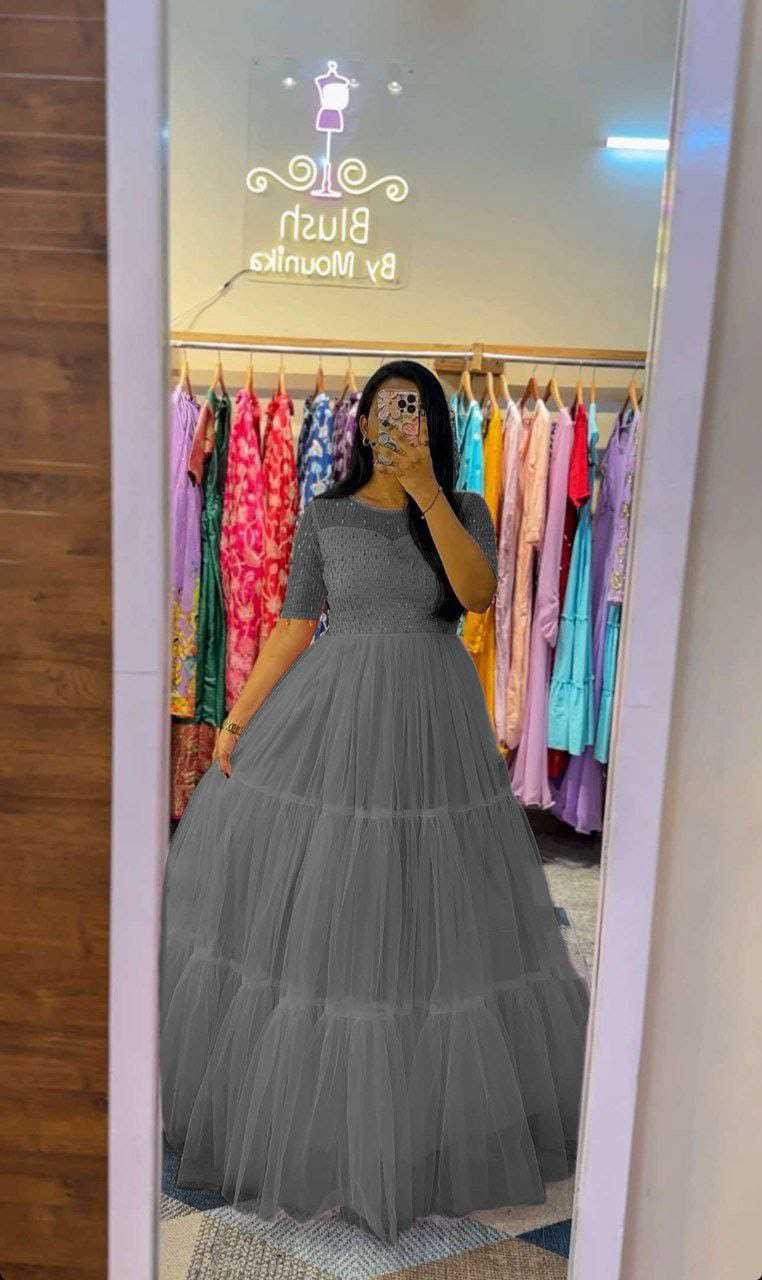 Ynf Soft Net RIN157 3109 Gowns Plus Size Collections Wholesale Embroidery Gowns Net Gowns Sequin Gowns Manufacturer