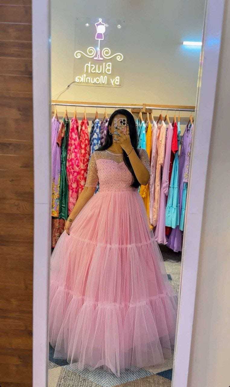 Ynf Soft Net RIN157 3109 Gowns Plus Size Collections Wholesale Embroidery Gowns Net Gowns Sequin Gowns Manufacturer