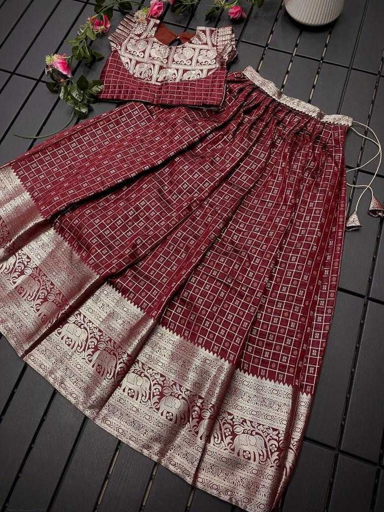 Ynf Soft Silk KESH249 Khicha Checks Kids Wear Wholesale Kids Lehenga Kids Lehenga Choli Baby Girl Lehenga Manufacturer