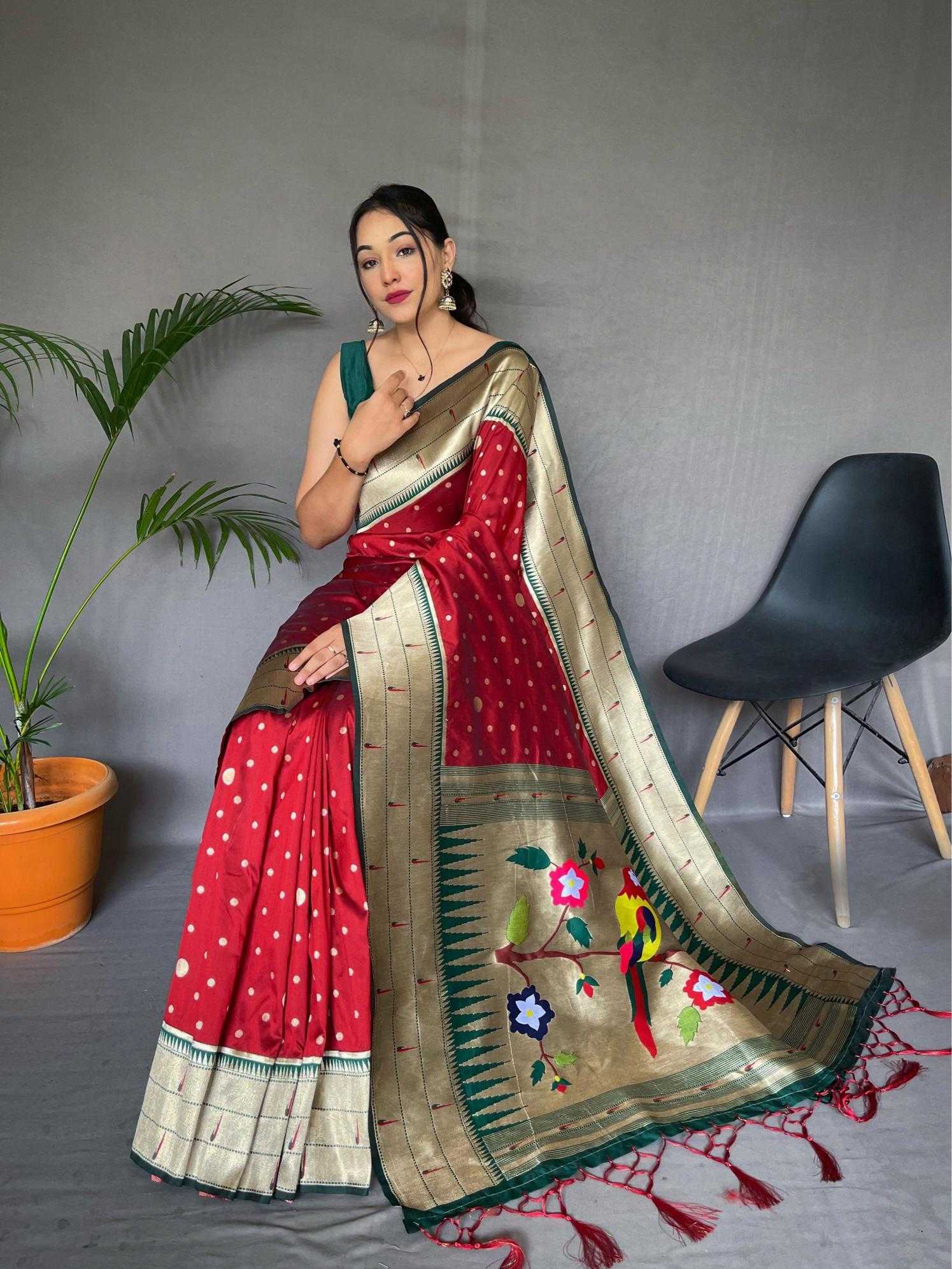 Ynf Soft Silk KESH249 POLKA PAITHANI Silk Sarees Wholesale Paithani Sarees Designer Silk Sarees Silk Sarees For Weddings Manufacturer