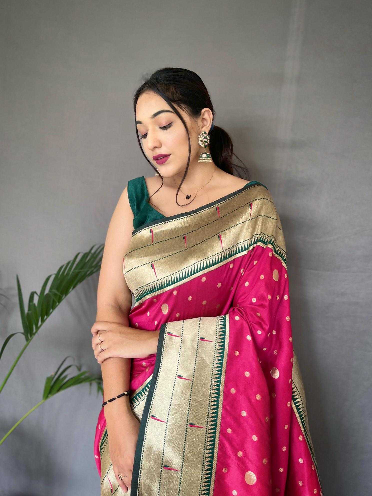 Ynf Soft Silk KESH249 POLKA PAITHANI Silk Sarees Wholesale Paithani Sarees Designer Silk Sarees Silk Sarees For Weddings Manufacturer