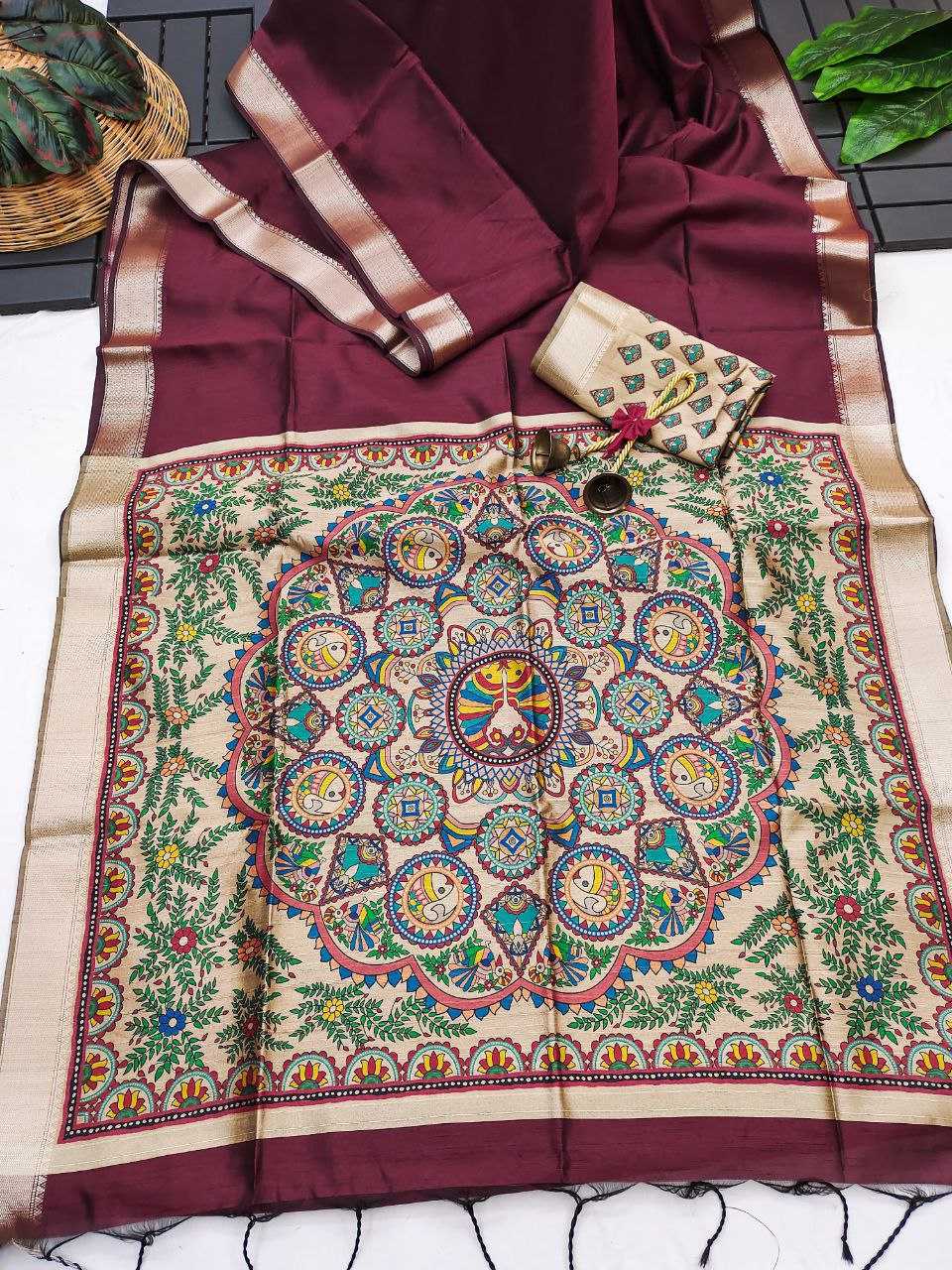 Ynf Soft Silk KESH532 MULLAI TUSSAR 108 Sarees Wedding Collections Festive Collections Wholesale Madhubani Sarees Hand Printed Saree Traditional Sarees Manufacturer