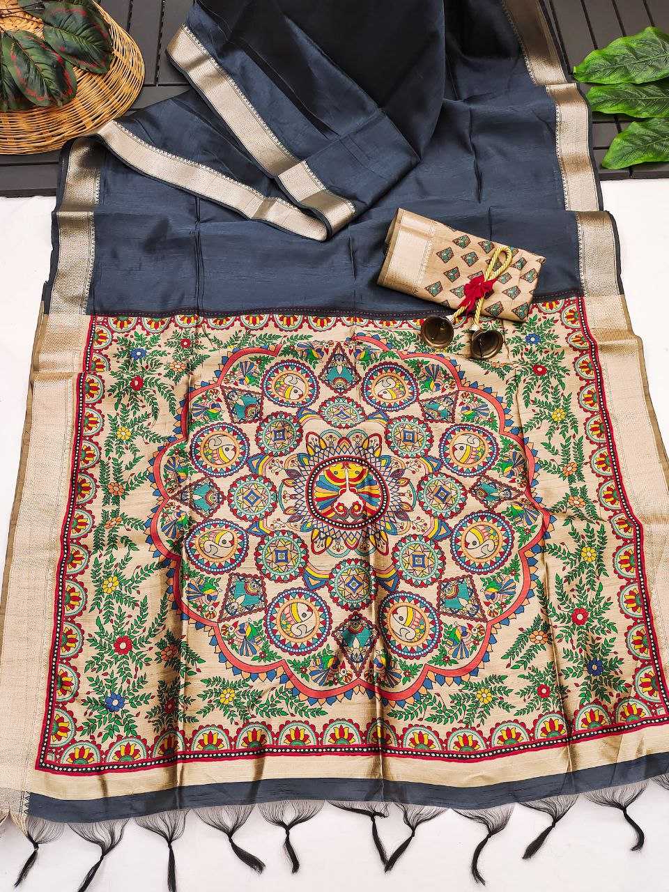 Ynf Soft Silk KESH532 MULLAI TUSSAR 108 Sarees Wedding Collections Festive Collections Wholesale Madhubani Sarees Hand Printed Saree Traditional Sarees Manufacturer