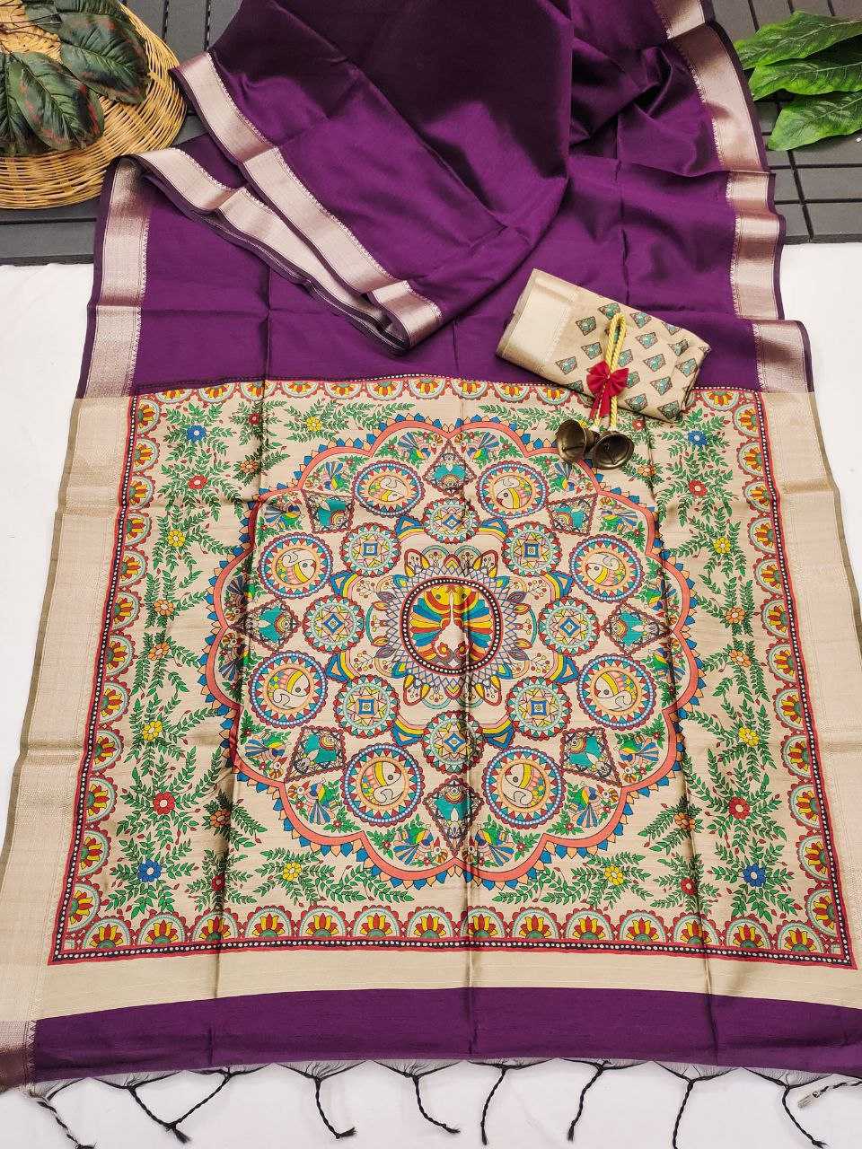 Ynf Soft Silk KESH532 MULLAI TUSSAR 108 Sarees Wedding Collections Festive Collections Wholesale Madhubani Sarees Hand Printed Saree Traditional Sarees Manufacturer