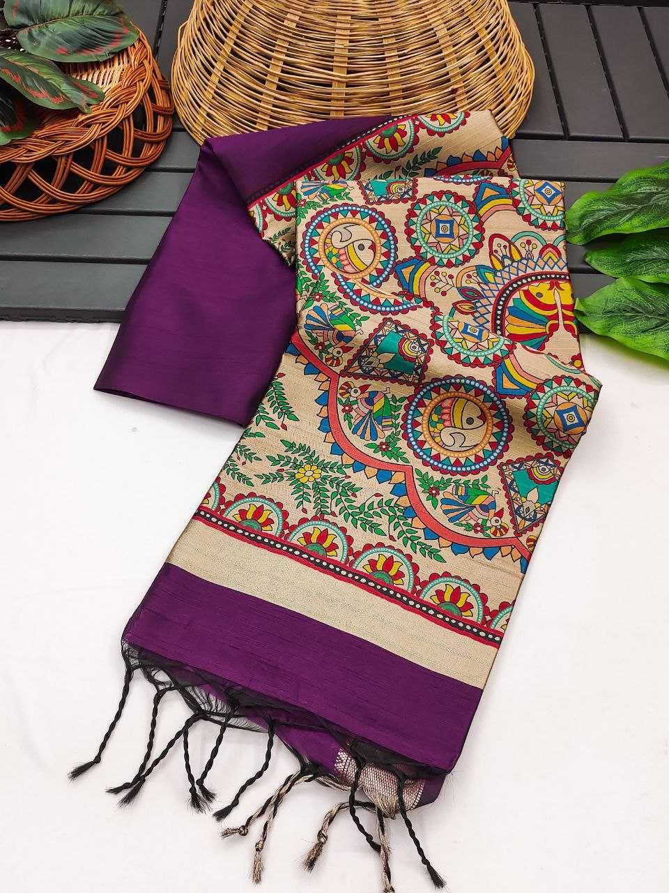 Ynf Soft Silk KESH532 MULLAI TUSSAR 108 Sarees Wedding Collections Festive Collections Wholesale Madhubani Sarees Hand Printed Saree Traditional Sarees Manufacturer