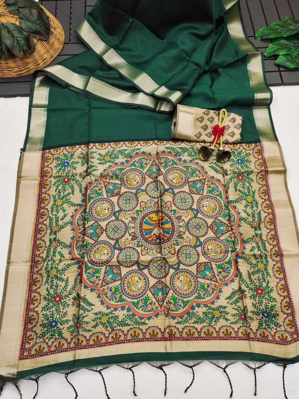 Ynf Soft Silk KESH532 MULLAI TUSSAR 108 Sarees Wedding Collections Festive Collections Wholesale Madhubani Sarees Hand Printed Saree Traditional Sarees Manufacturer