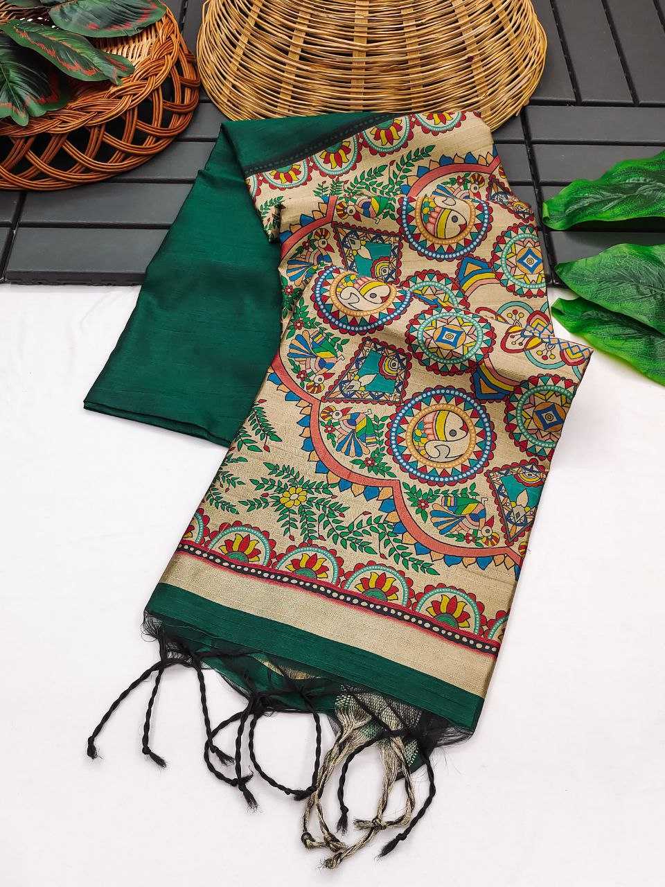Ynf Soft Silk KESH532 MULLAI TUSSAR 108 Sarees Wedding Collections Festive Collections Wholesale Madhubani Sarees Hand Printed Saree Traditional Sarees Manufacturer