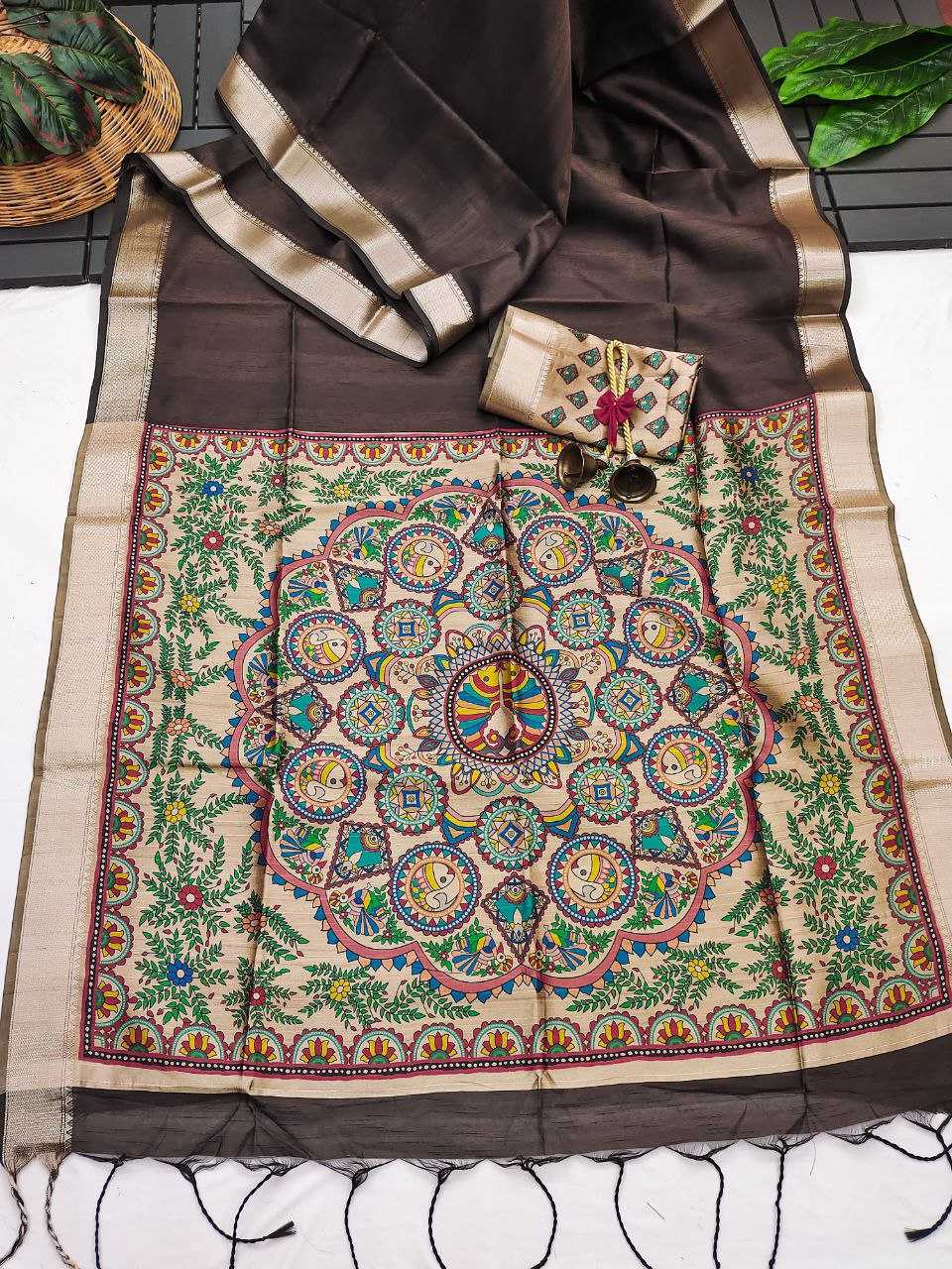 Ynf Soft Silk KESH532 MULLAI TUSSAR 108 Sarees Wedding Collections Festive Collections Wholesale Madhubani Sarees Hand Printed Saree Traditional Sarees Manufacturer