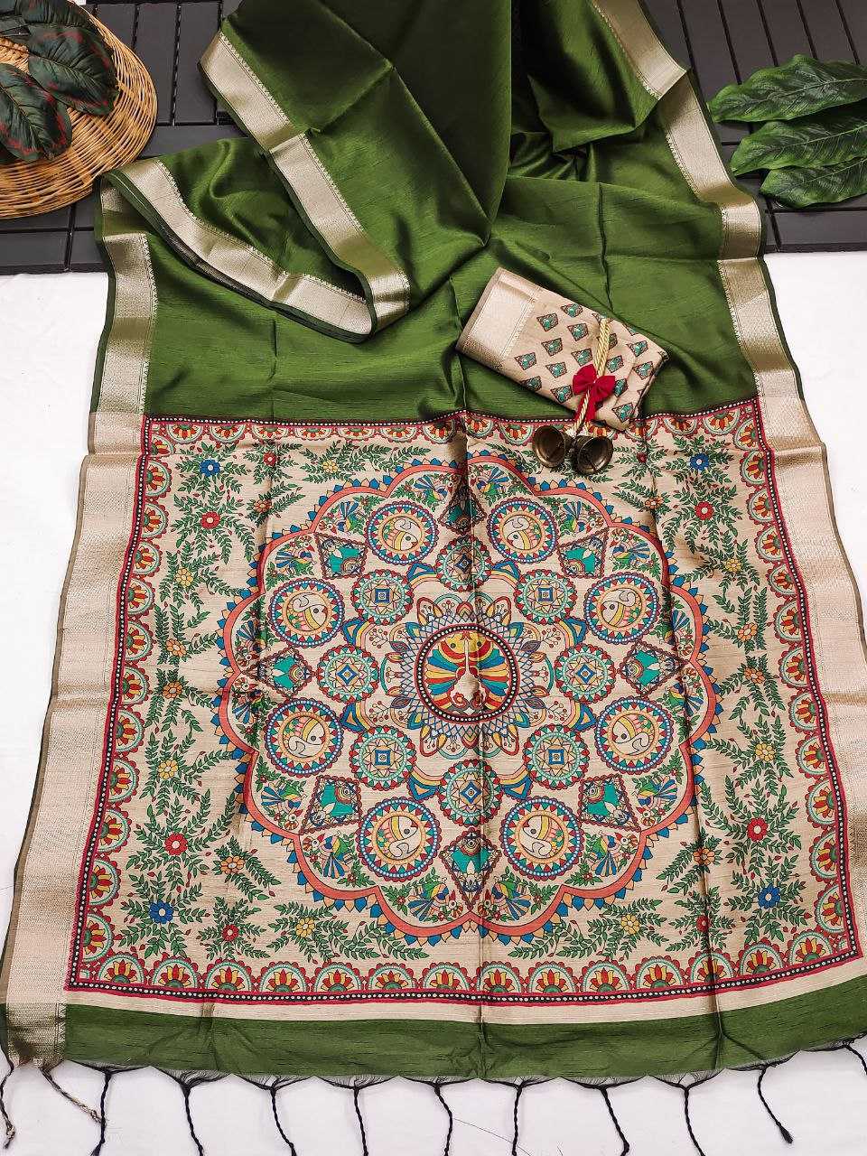 Ynf Soft Silk KESH532 MULLAI TUSSAR 108 Sarees Wedding Collections Festive Collections Wholesale Madhubani Sarees Hand Printed Saree Traditional Sarees Manufacturer