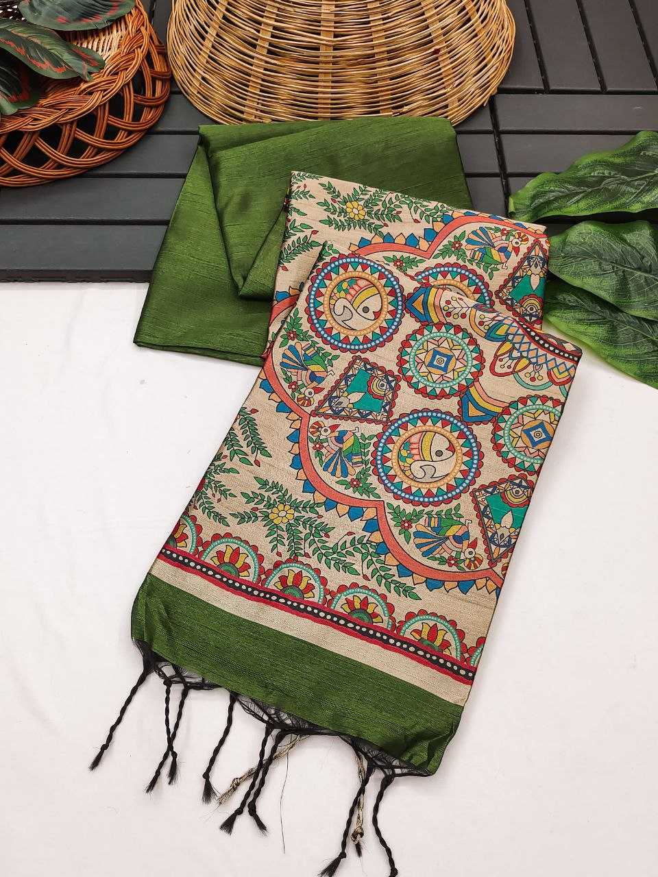 Ynf Soft Silk KESH532 MULLAI TUSSAR 108 Sarees Wedding Collections Festive Collections Wholesale Madhubani Sarees Hand Printed Saree Traditional Sarees Manufacturer