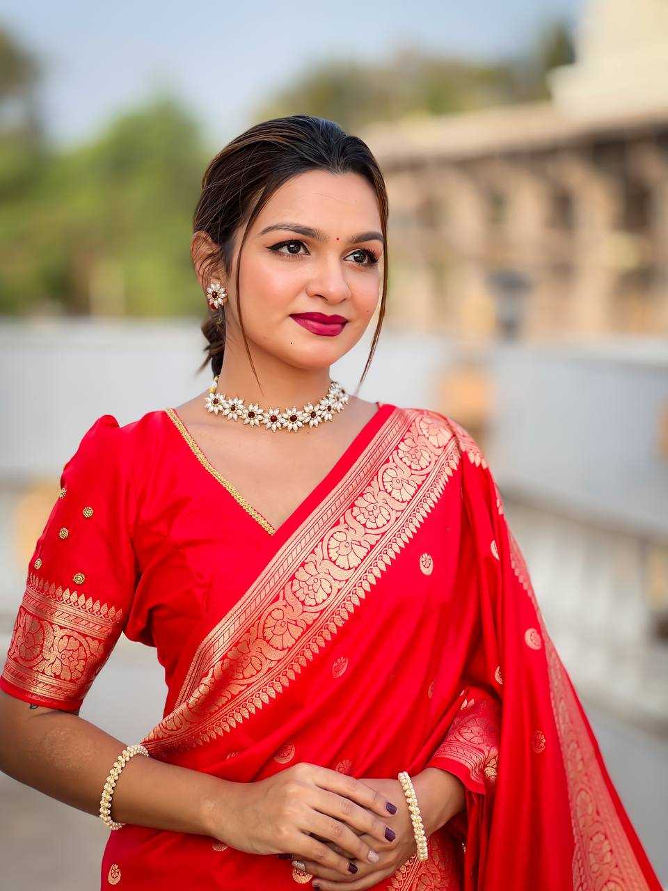 Ynf Soft Silk RIN150 Sonakshi Red Silk Sarees Wholesale Fancy Silk Sarees Zari Border Silk Sarees Manufacturer