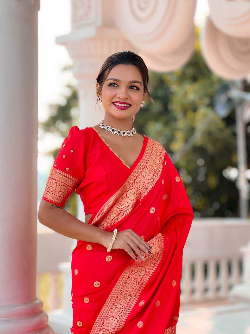 Ynf Soft Silk RIN150 Sonakshi Red Silk Sarees Wholesale Fancy Silk Sarees Zari Border Silk Sarees Manufacturer