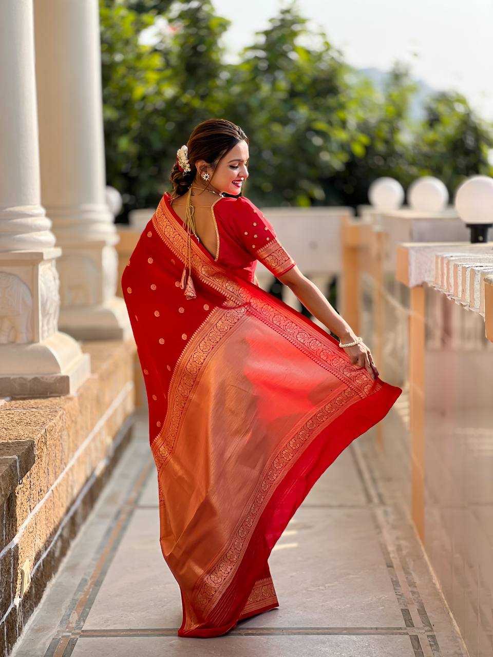 Ynf Soft Silk RIN150 Sonakshi Red Silk Sarees Wholesale Fancy Silk Sarees Zari Border Silk Sarees Manufacturer