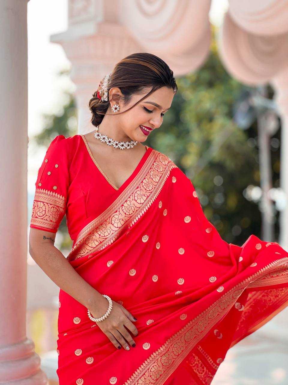 Ynf Soft Silk RIN150 Sonakshi Red Silk Sarees Wholesale Fancy Silk Sarees Zari Border Silk Sarees Manufacturer