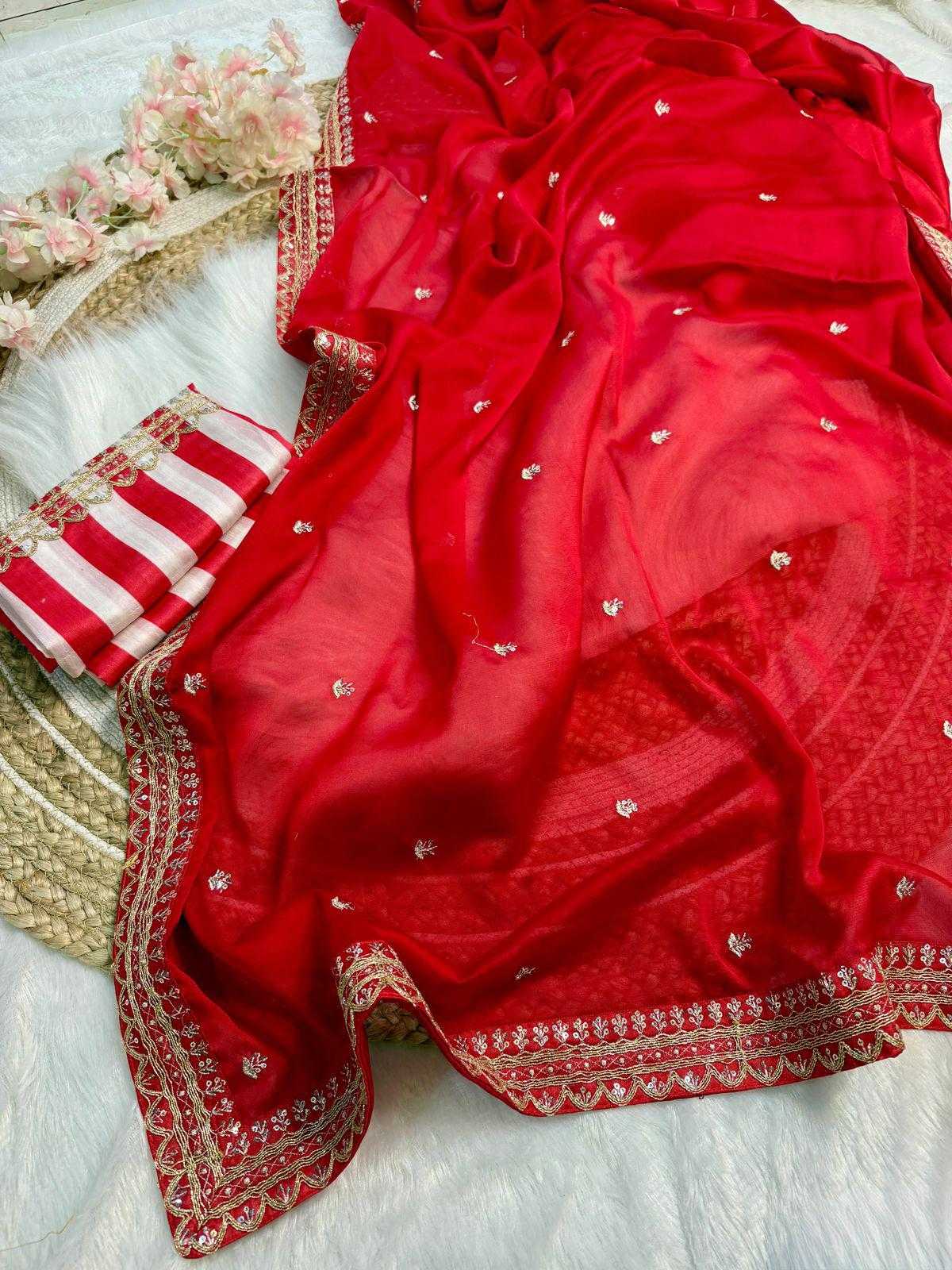 Ynf Soft Silk RIN164 Red Silk Sarees Wholesale Soft Silk Sarees Embroidered Silk Sarees Red Silk Sarees Manufacturer
