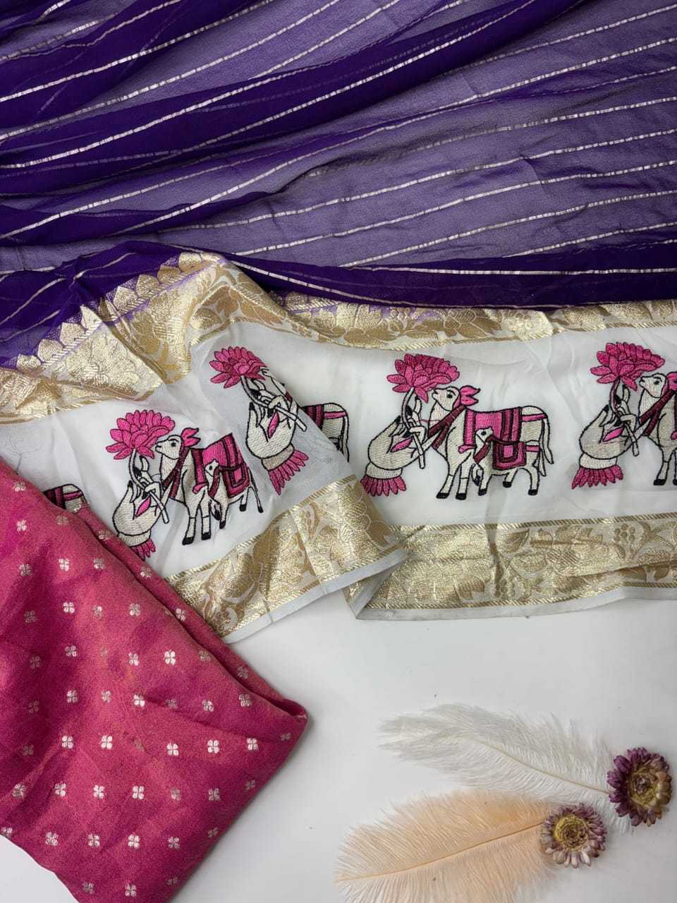 Ynf Soft Silk RIN178 Pure pichwai Embroidery Silk Sarees Wholesale Soft Silk Sarees Designer Silk Sarees Embroidered Silk Sarees Manufacturer