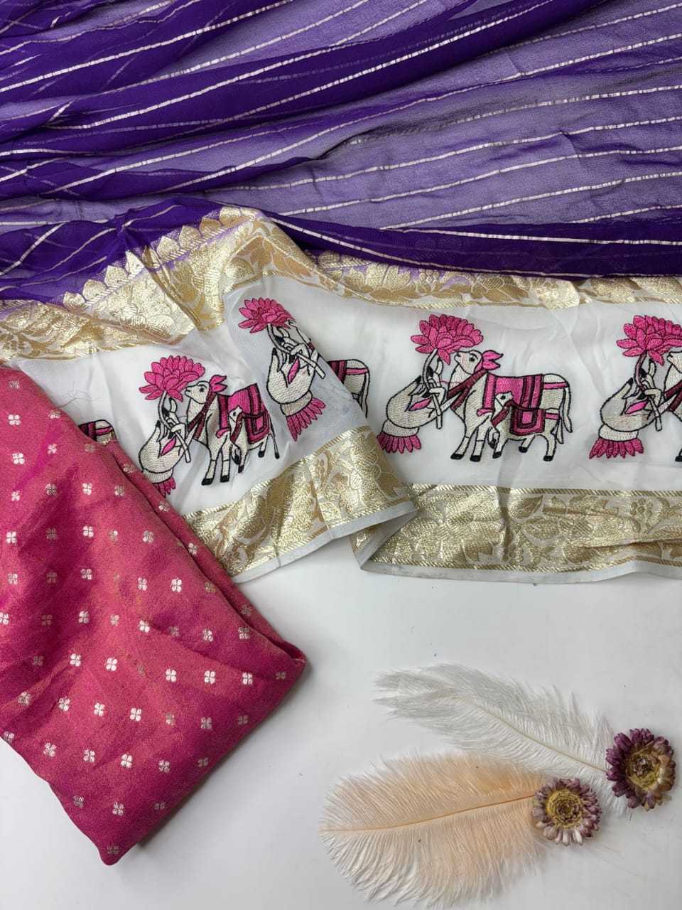 Ynf Soft Silk RIN178 Pure pichwai Embroidery Silk Sarees Wholesale Soft Silk Sarees Designer Silk Sarees Embroidered Silk Sarees Manufacturer