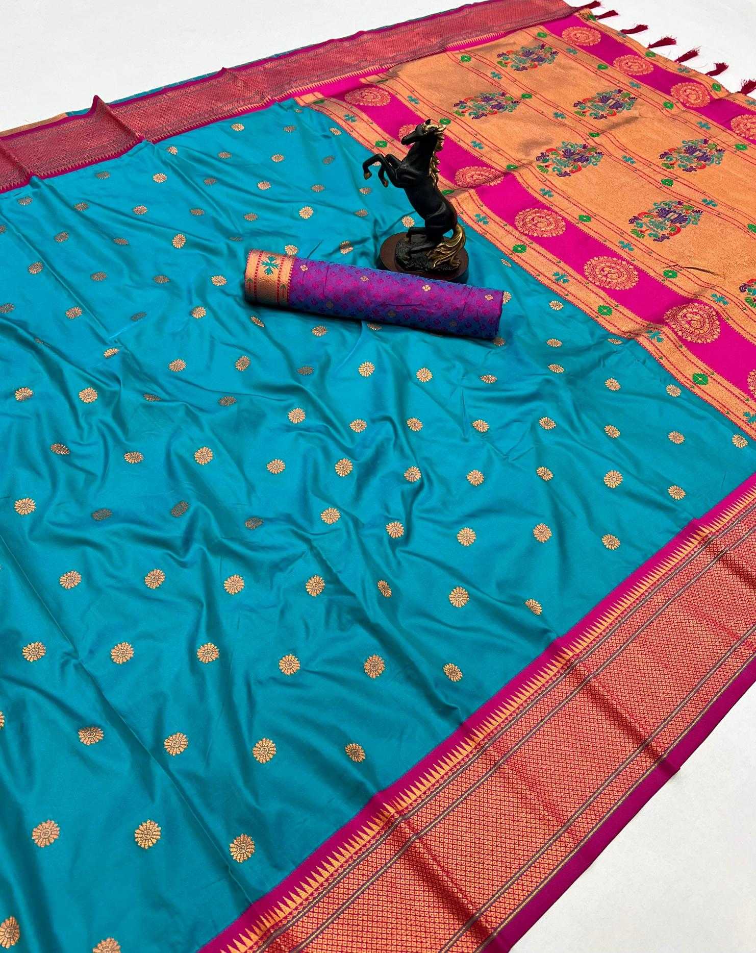 Ynf Soft Silk RIN209 Kalanjali Paithani Silk Sarees Wholesale Paithani Sarees Soft Silk Sarees Zari Border Silk Sarees Manufacturer