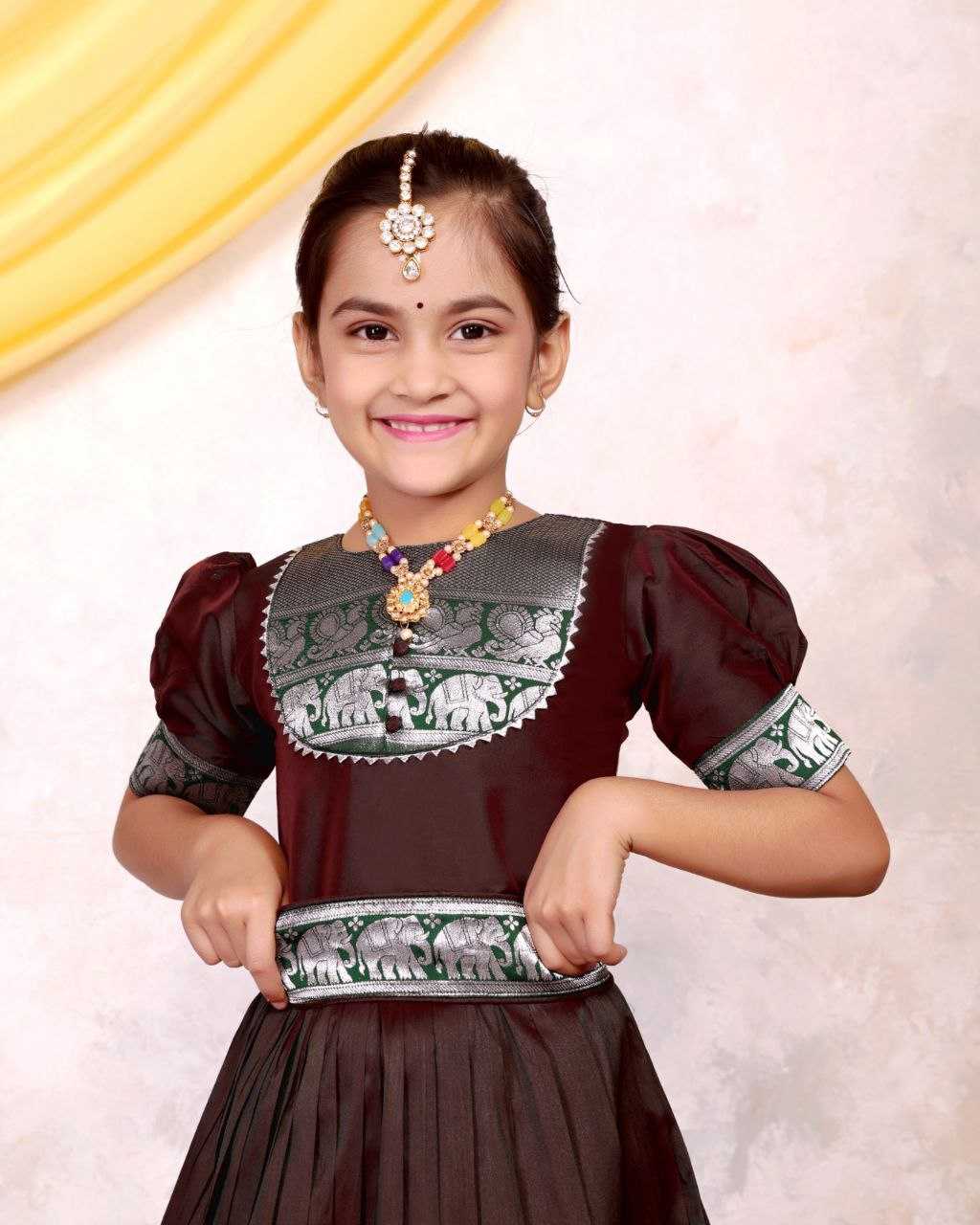 Ynf Soft Tapeta Silk KESH461 116 Kids Wear Festive Collections Wholesale Kids Traditional Outfits Kids Lehenga Choli Kids Silk Dress Manufacturer