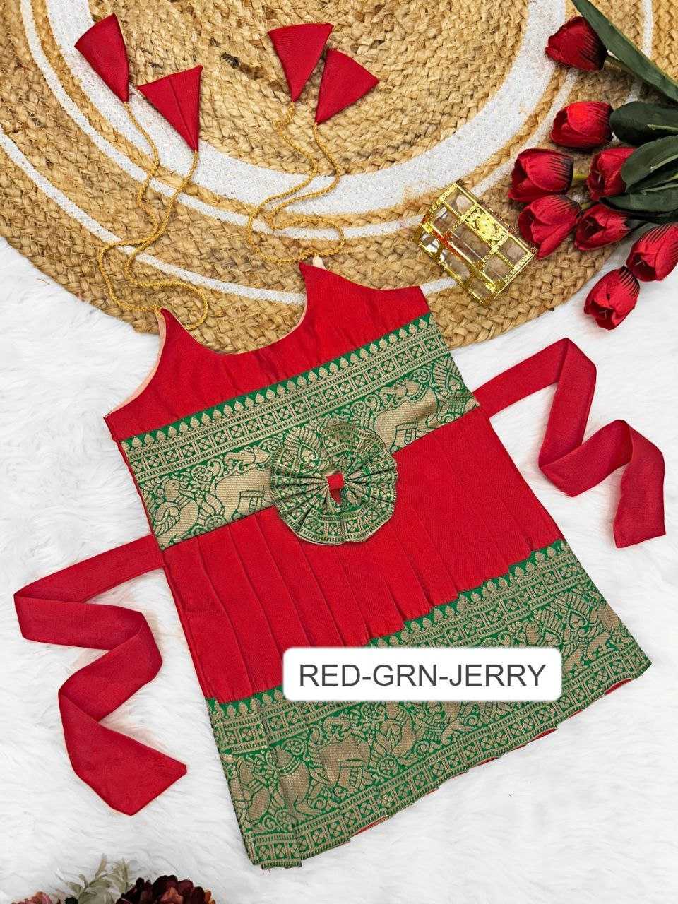 Ynf Soft Tapeta Silk RIN204 Tapeta Kids Wear Festive Collections Wholesale Girls Frock Kids Festive Wear Kids Silk Dress Manufacturer